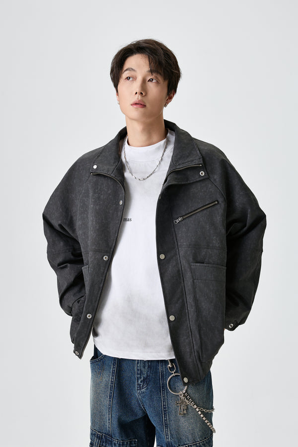 Relaxed Fit Dark Grey Jacket Front view | Weezy