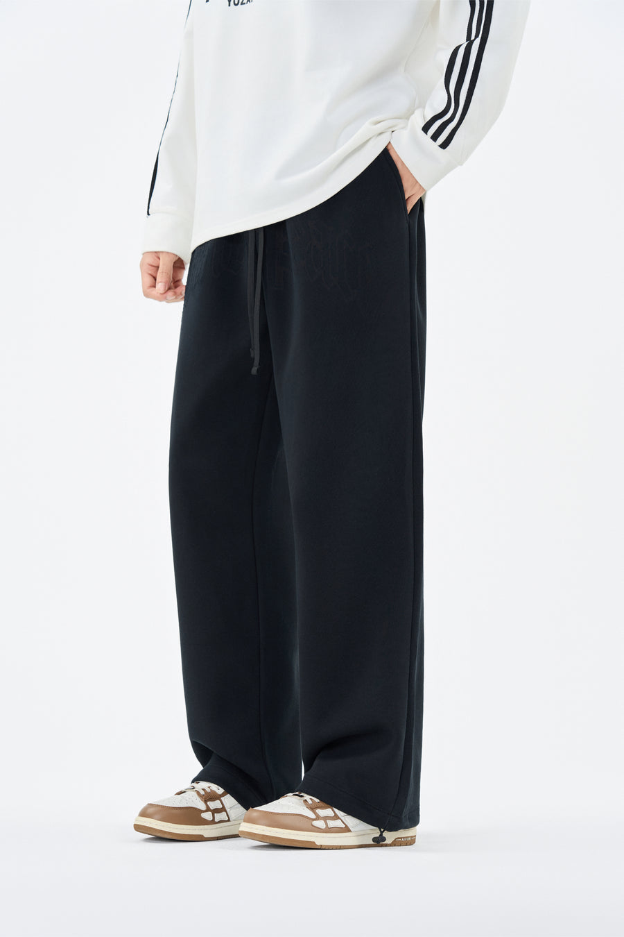 Embroidered Black Sweatpants Back view | Weezy