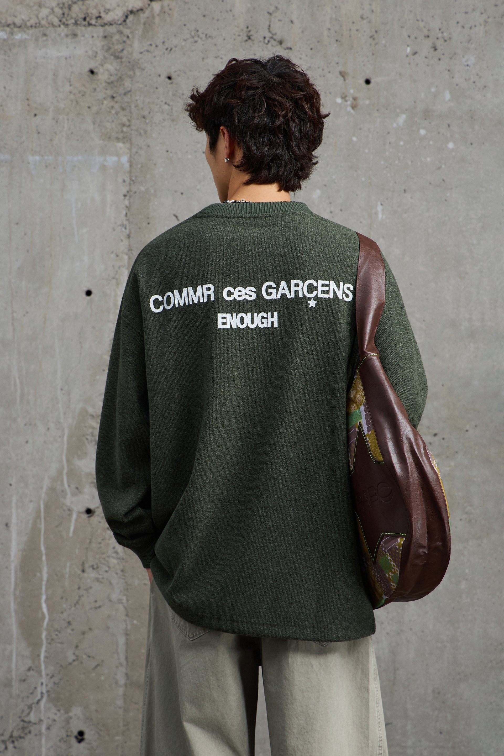 Olive Green Printed Swearshirt