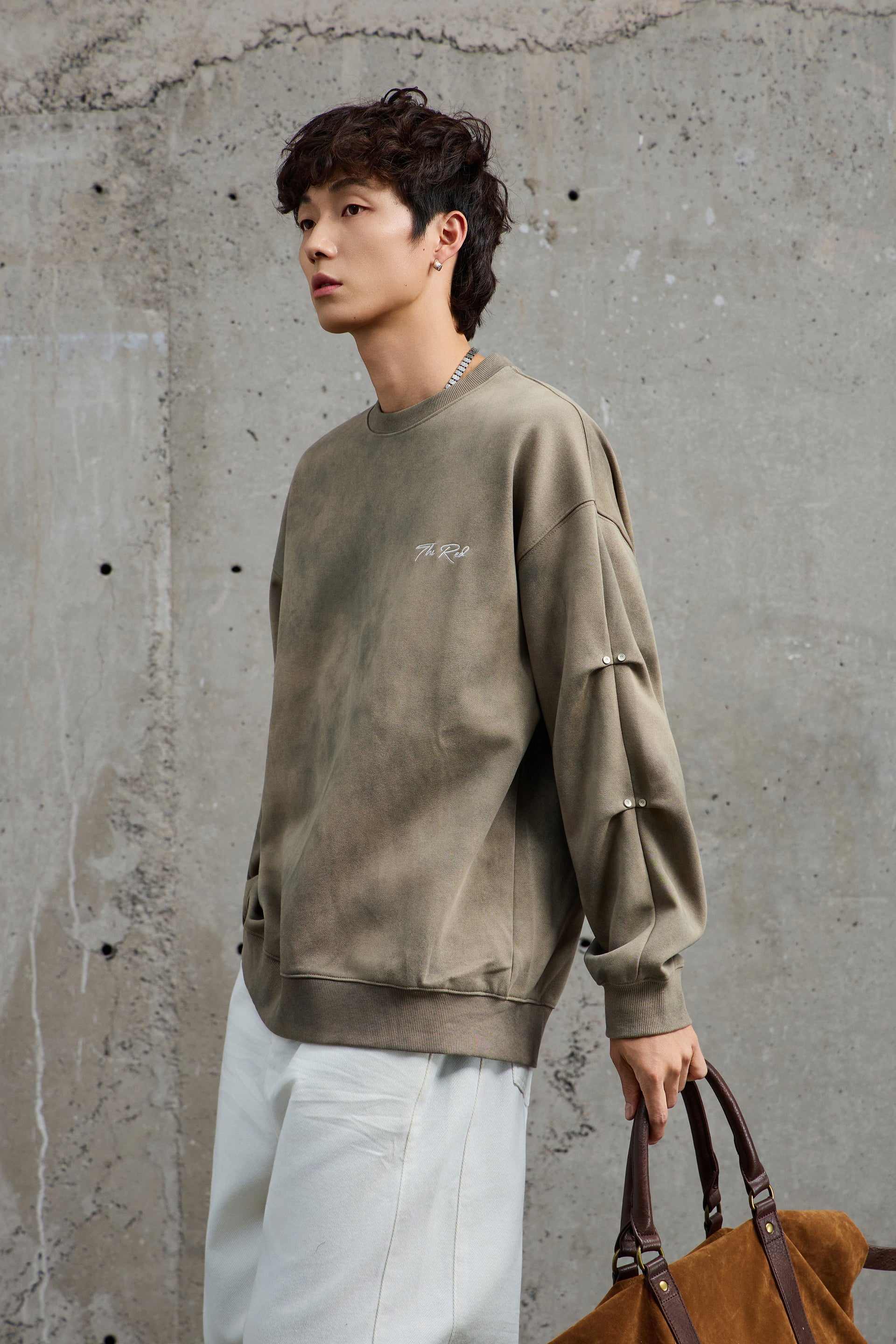 Light Green Bleached Crewneck Sweatshirt
