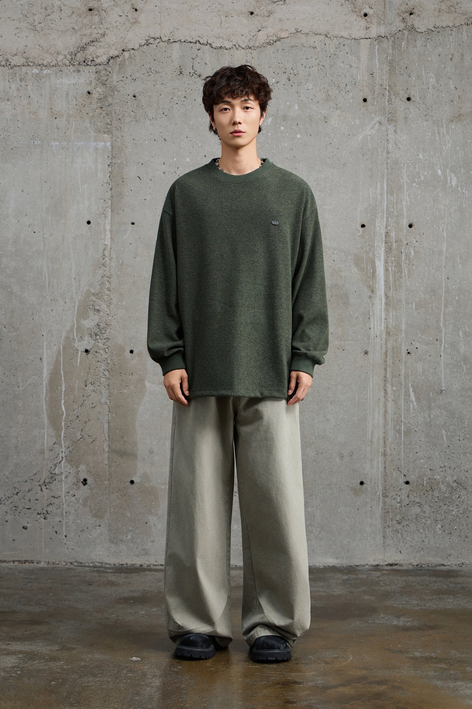 Olive Green Printed Swearshirt