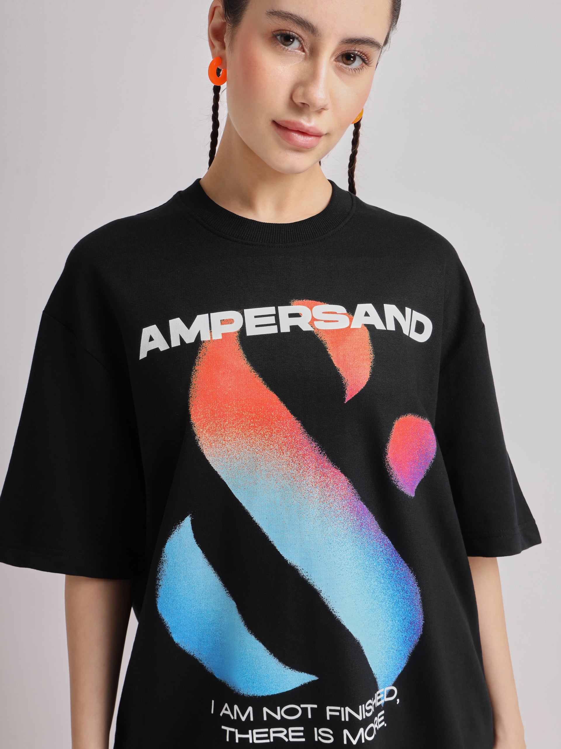 Jet Black Ampersand Oversized T-Shirt