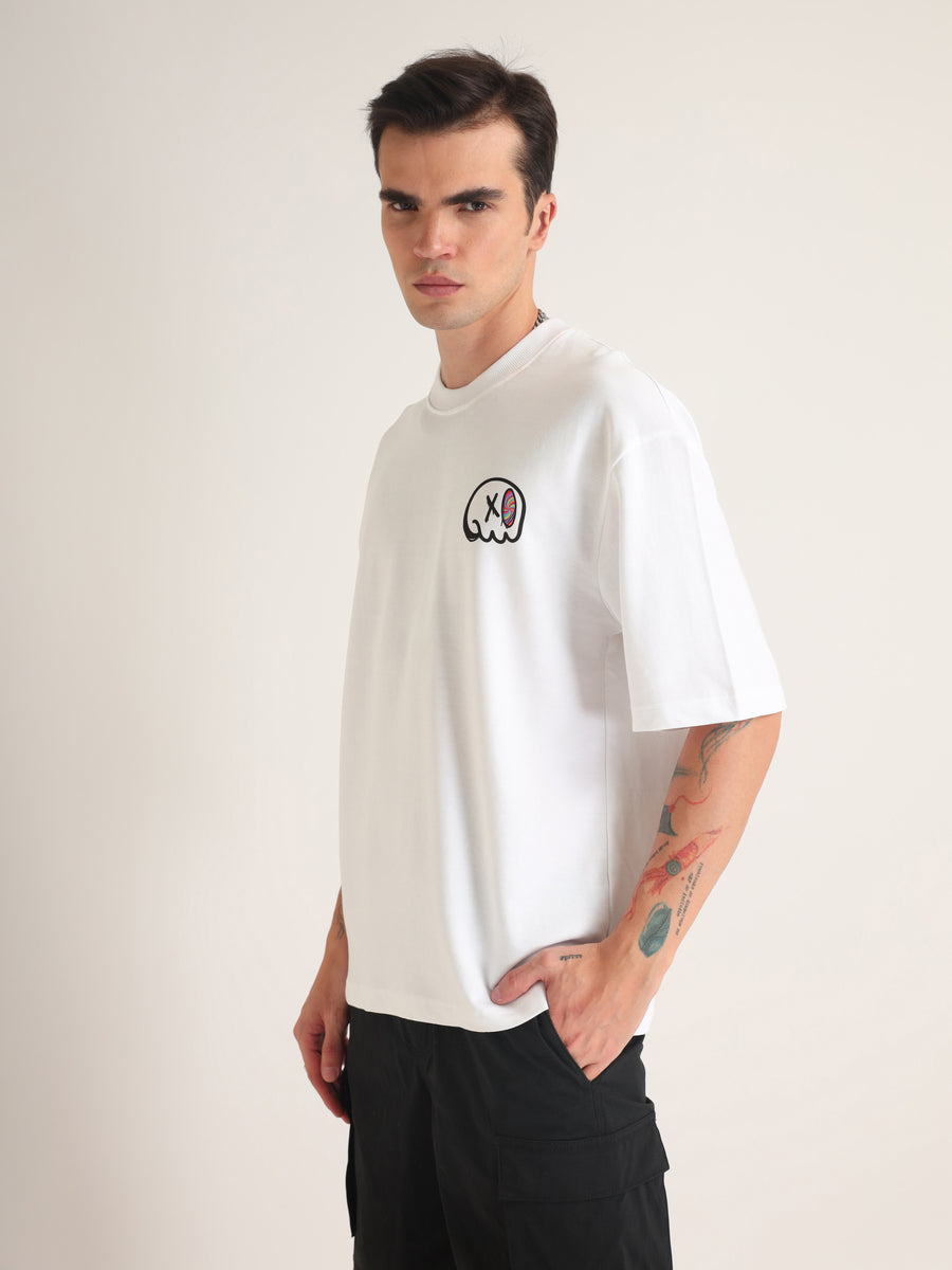 White Bamboozled Oversized T-Shirt Lifestyle view | Weezy
