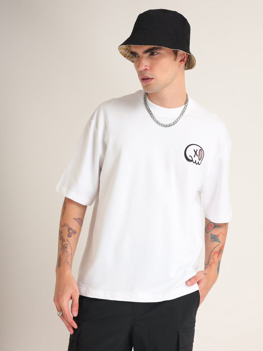 White Bamboozled Oversized T-Shirt Detail view | Weezy