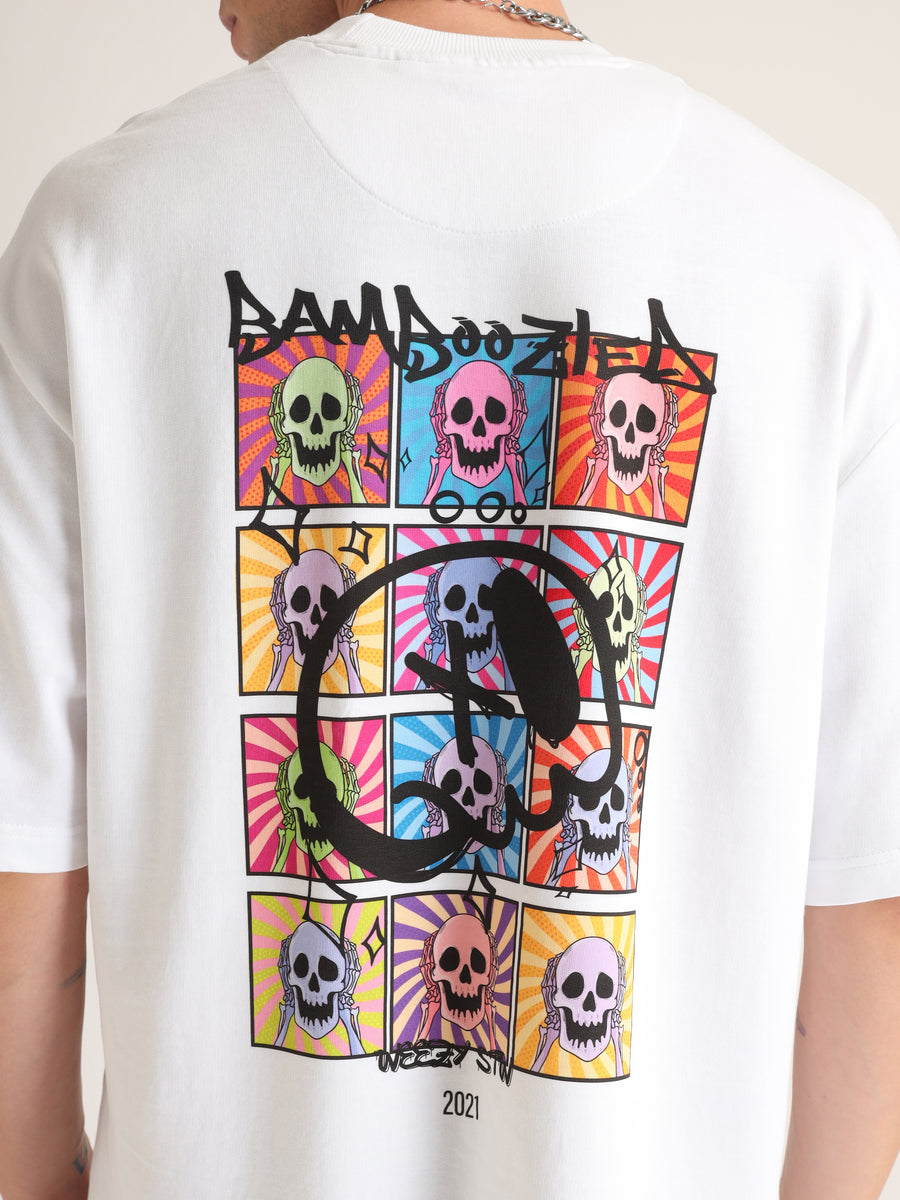 White Bamboozled Oversized T-Shirt Side view | Weezy