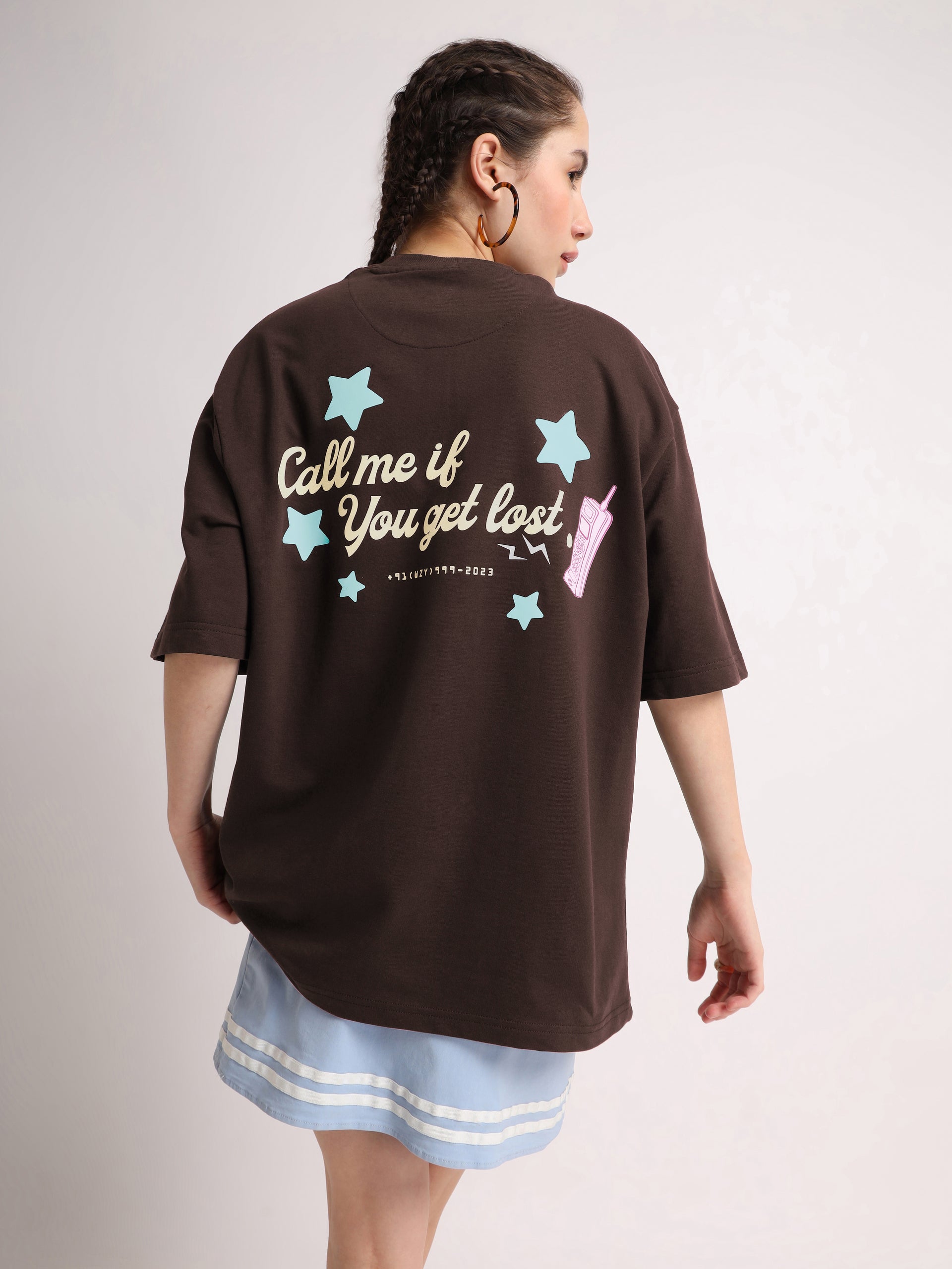 Chocolate Brown Call Me Oversized T-Shirt