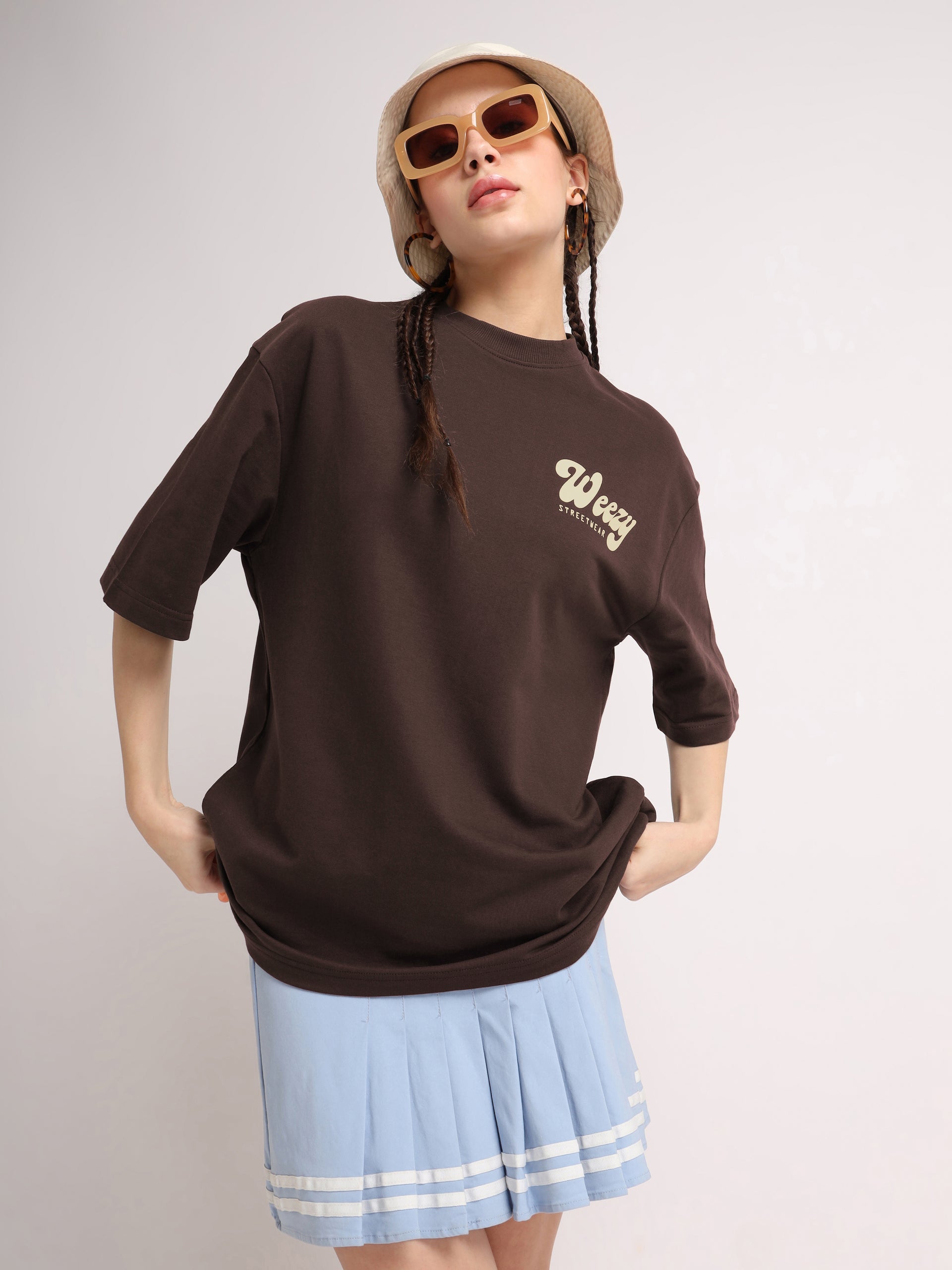 Chocolate Brown Call Me Oversized T-Shirt