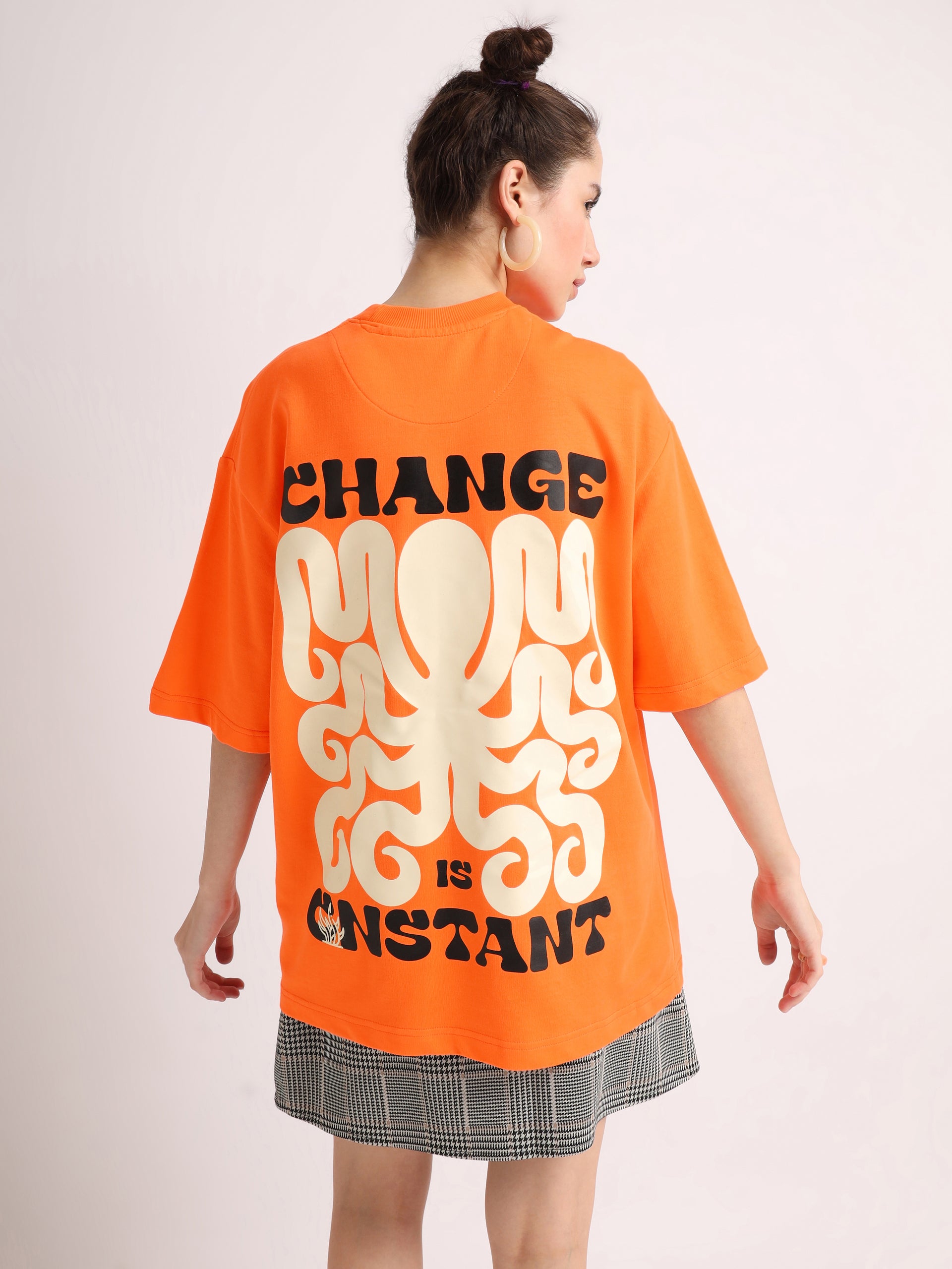 Neon Orange Change Oversized T-Shirt