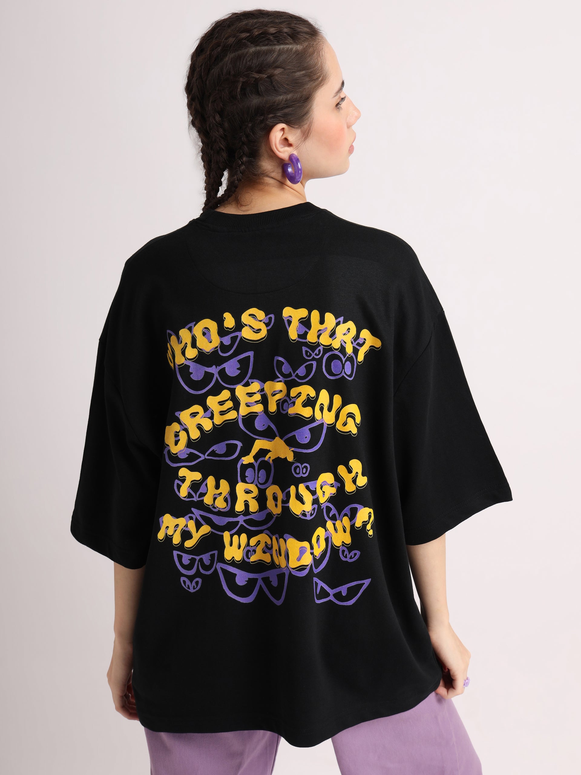 Jet Black Creeping Oversized T-Shirt