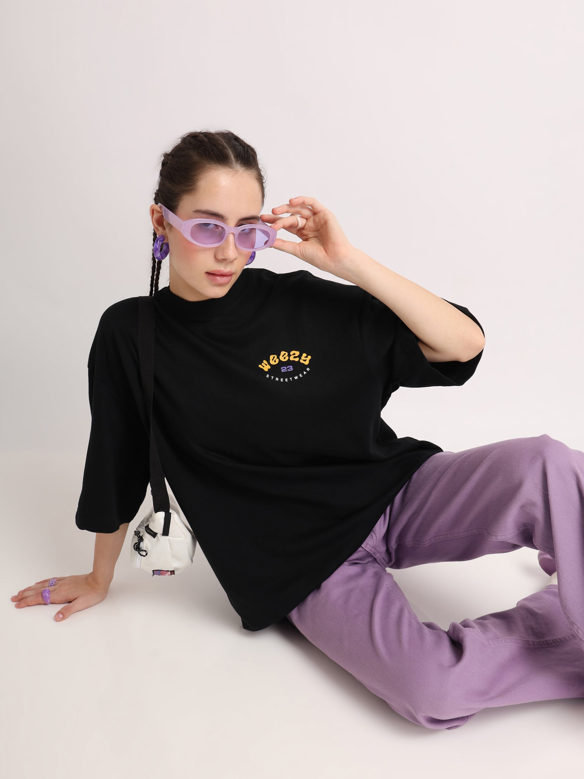 Jet Black Creeping Oversized T-Shirt