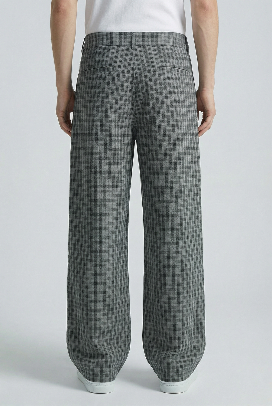 Stone Grid Trousers Side view | Weezy