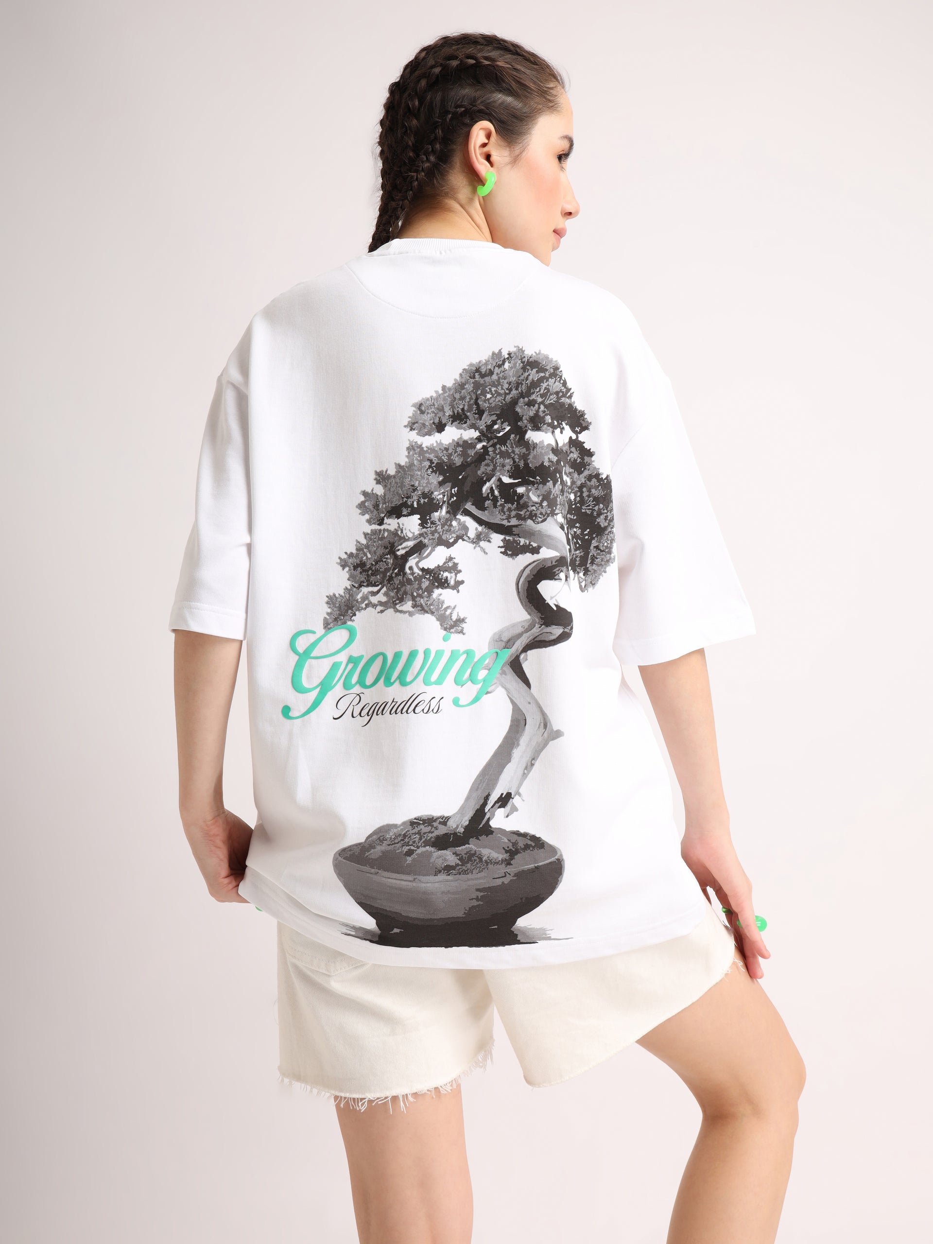 White Growing Regardless Oversized T-Shirt