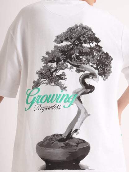 White Growing Regardless Oversized T-Shirt