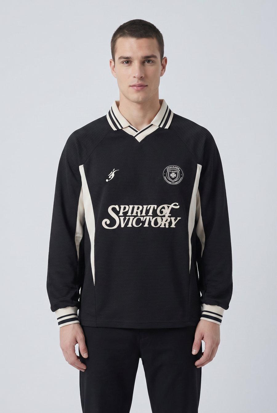 Noir Crest Rugby Shirt Front view | Weezy
