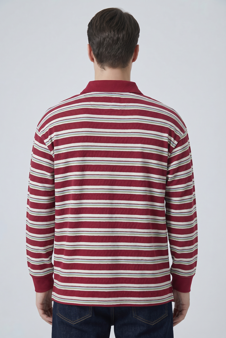 Mulberry Stripe Polo Shirt Back view | Weezy