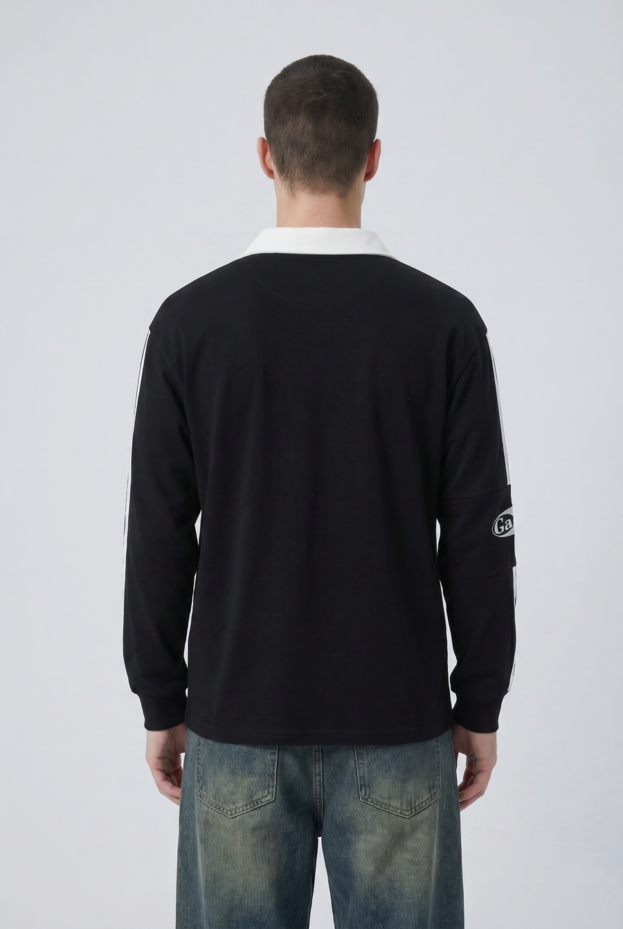 Noir Field Rugby Shirt Back view | Weezy