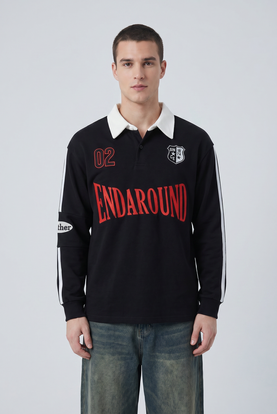 Noir Field Rugby Shirt Front view | Weezy