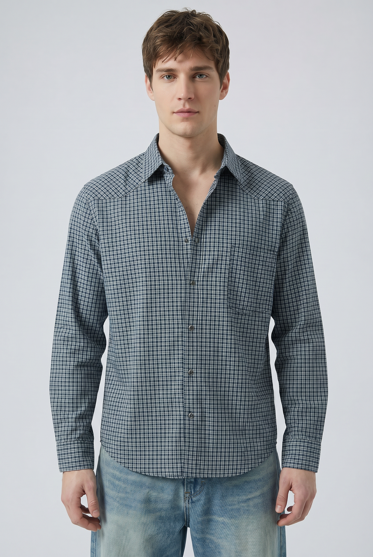 Steel Gingham Shirt