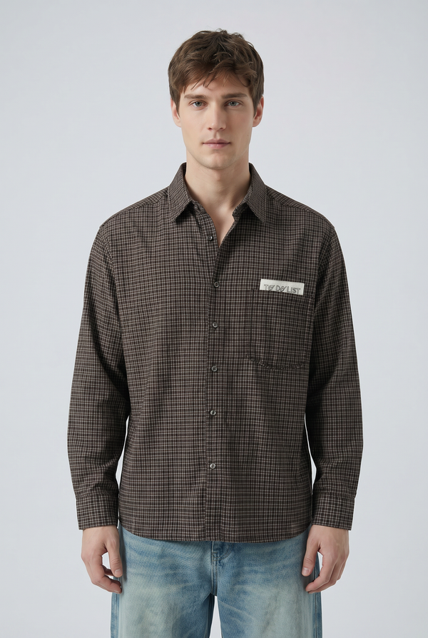 Mocha Check Shirt Back view | Weezy