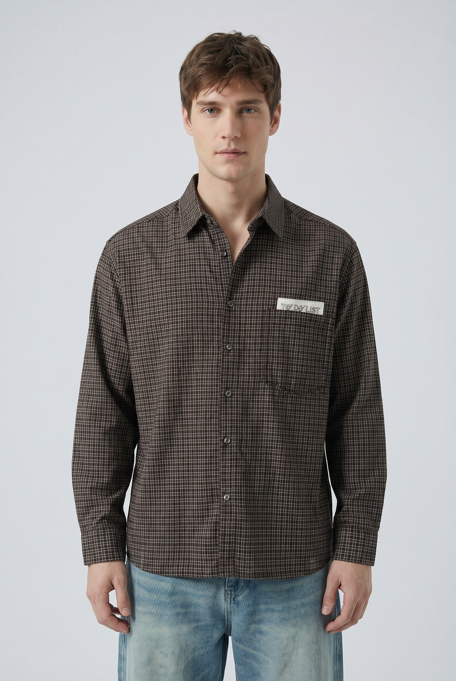 Mocha Check Shirt Back view | Weezy