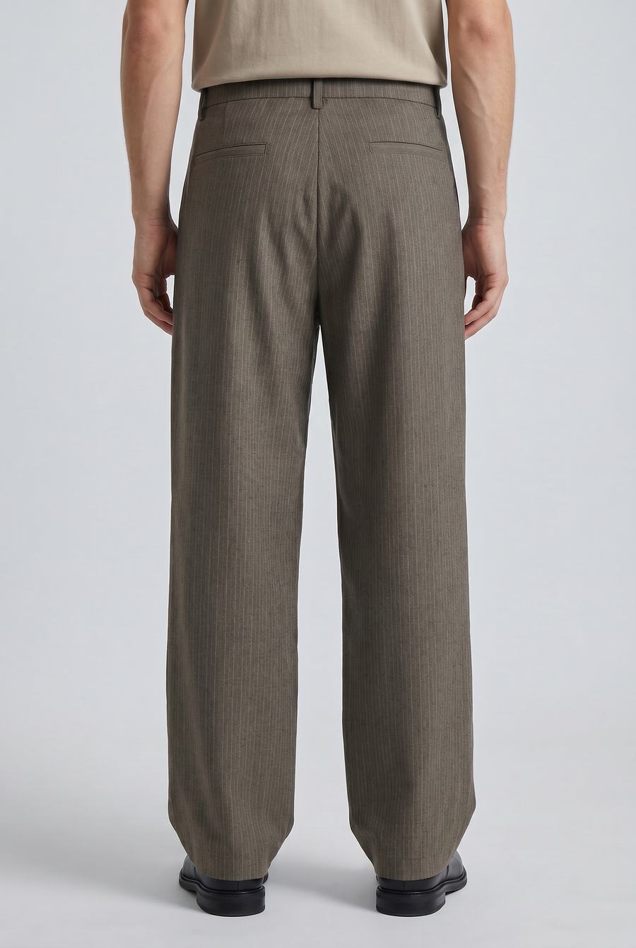 Taupe Drape Trousers Detail view | Weezy