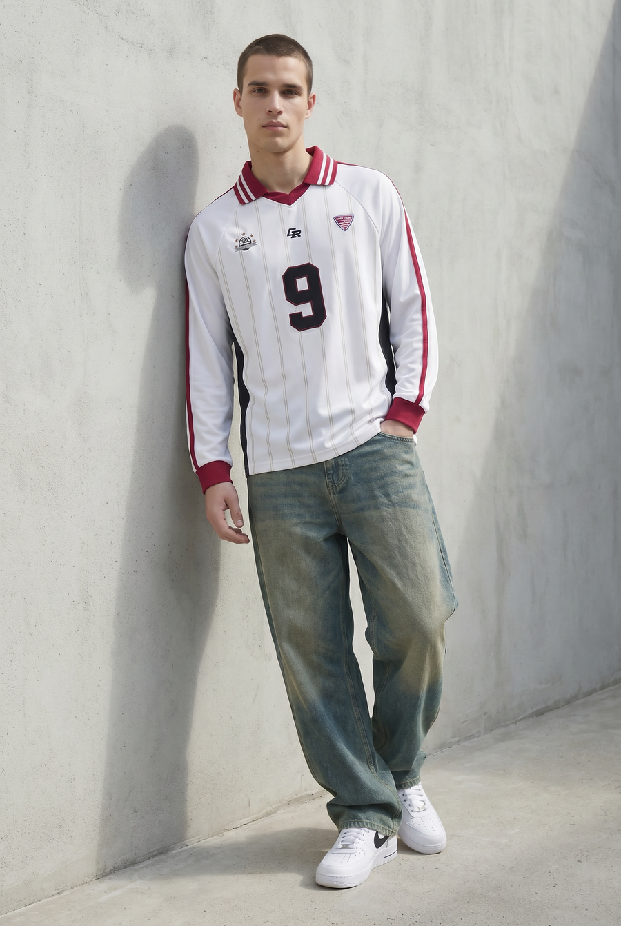 Chalk League Rugby Shirt Side view | Weezy