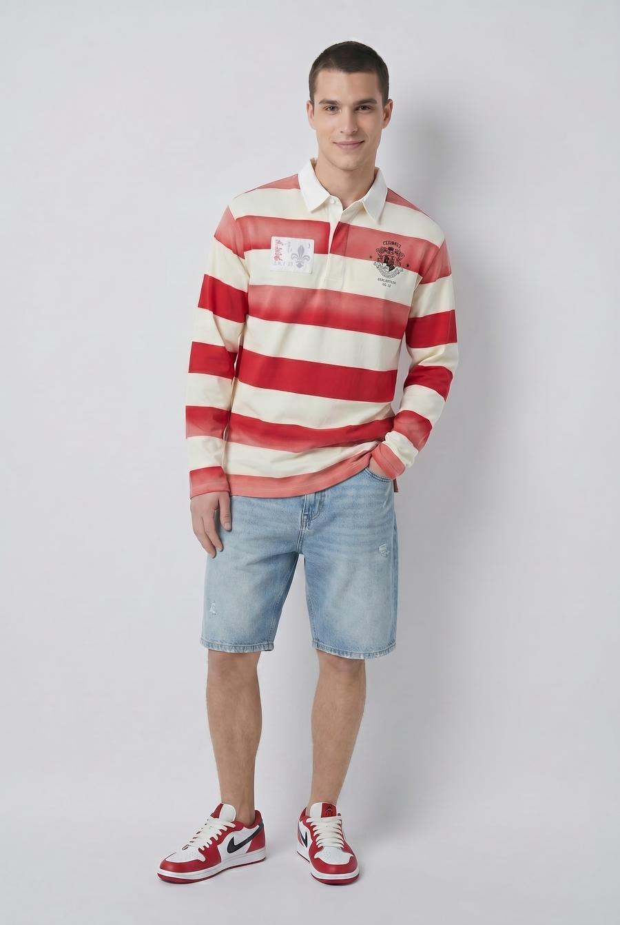 Red Striped Rugby Shirt Detail view | Weezy