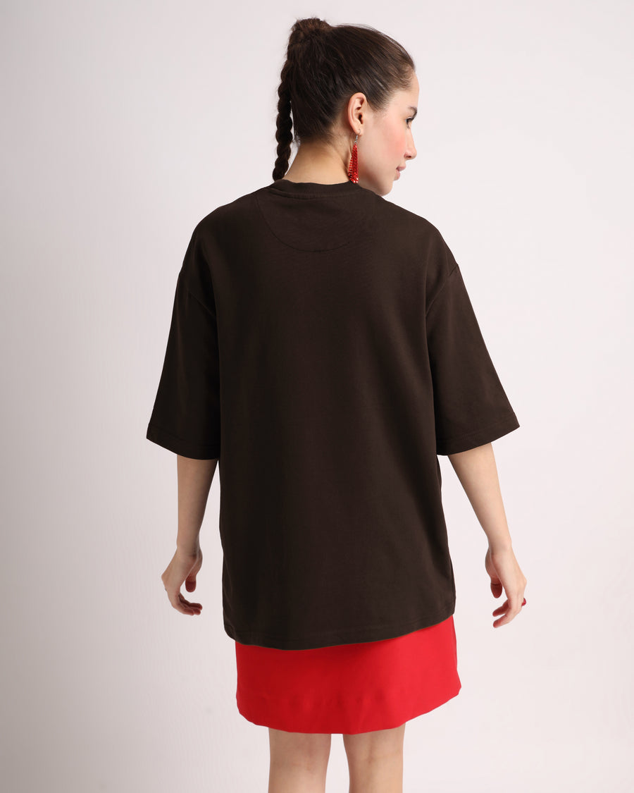 Chocolate Brown Muse Oversized T-Shirt Back view | Weezy