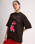 Chocolate Brown Muse Oversized T-Shirt Front view | Weezy