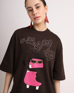Chocolate Brown Muse Oversized T-Shirt Side view | Weezy