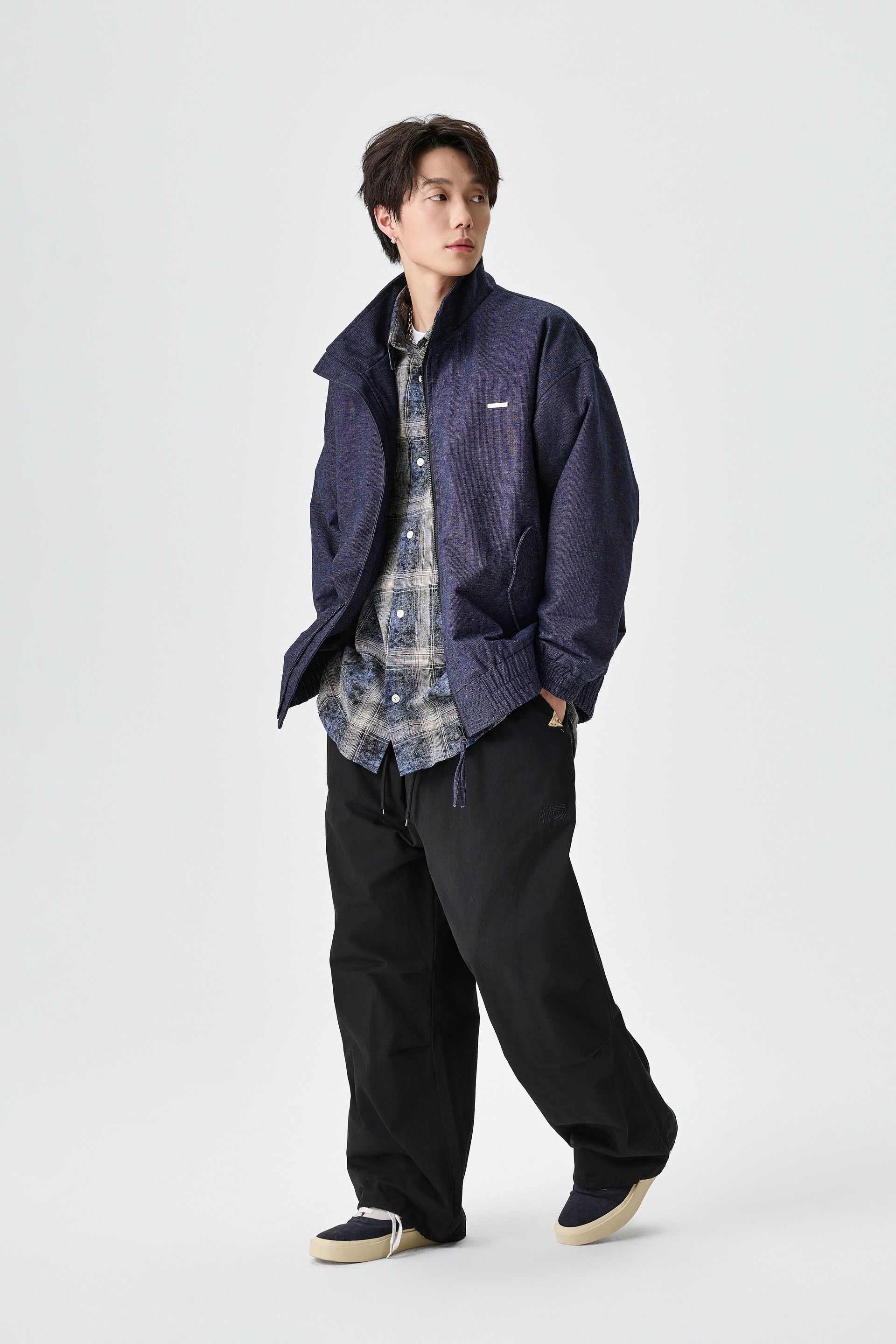 Indigo Structured Zipper Jacket