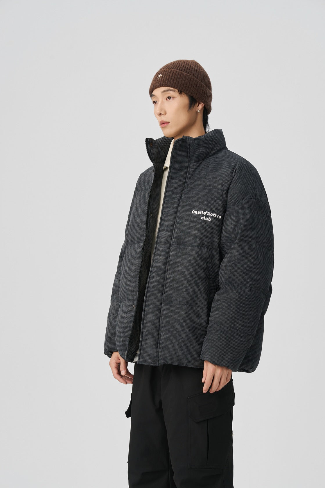 Charcoal Black Pixel Check Jacket