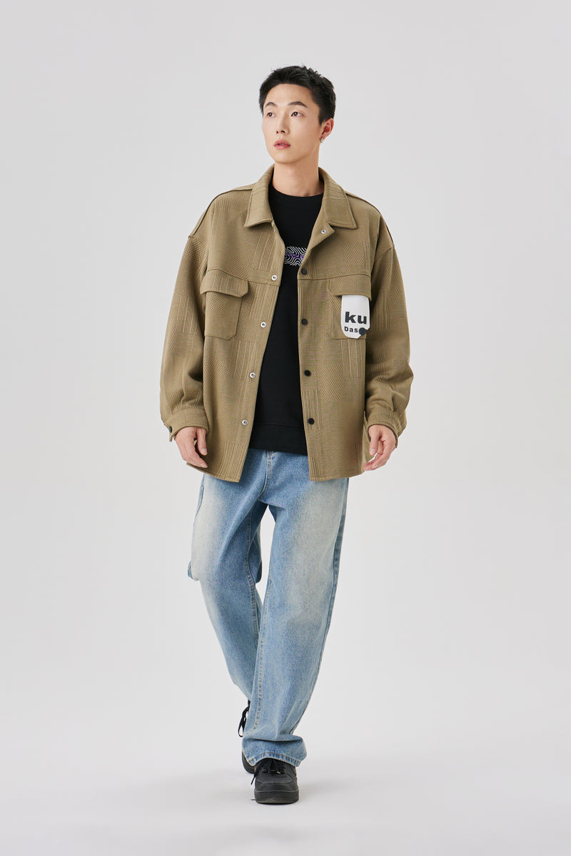 Beige Structure Overshirt Detail view | Weezy