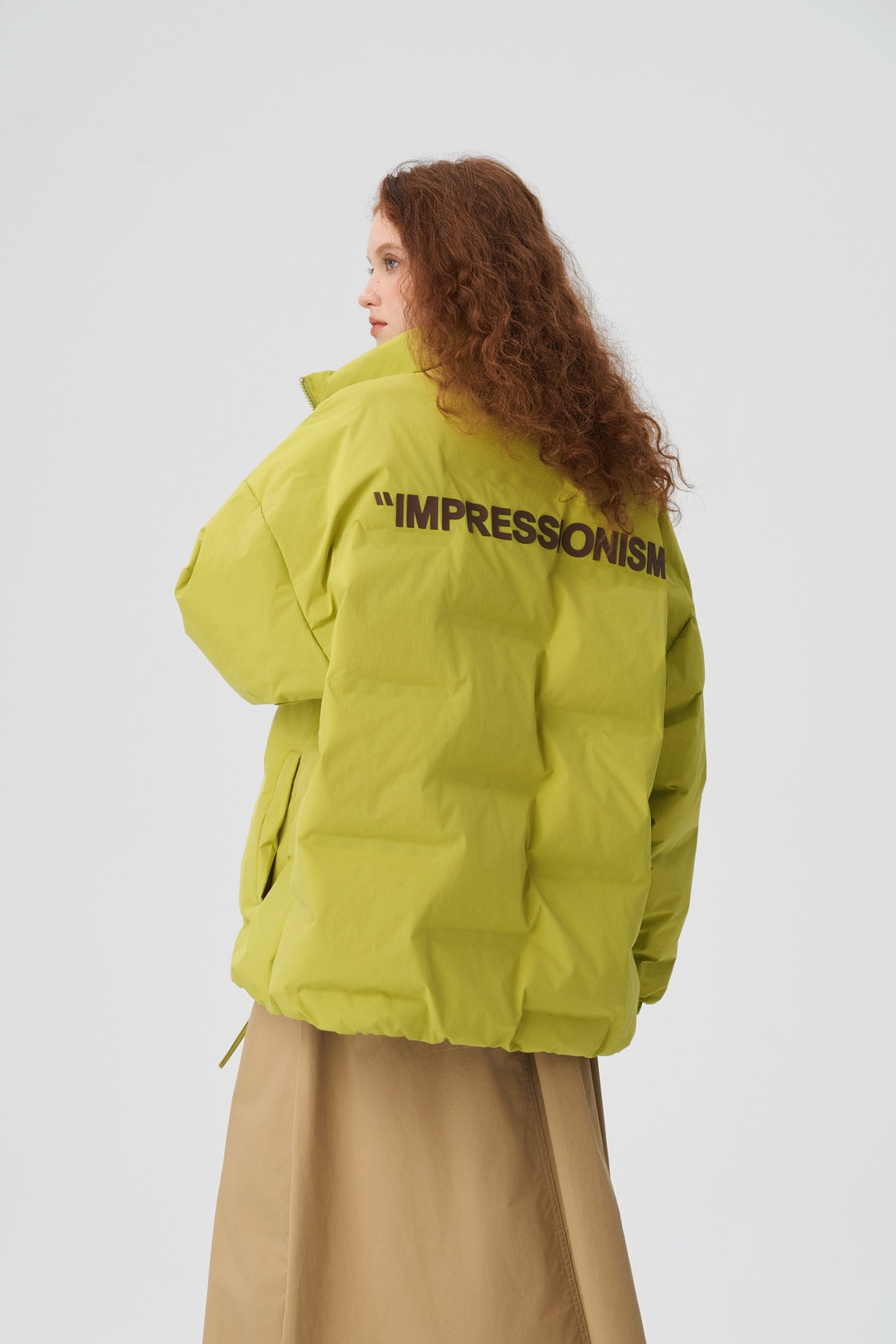 Impressionism Lime Chartreuse Puffer Jacket