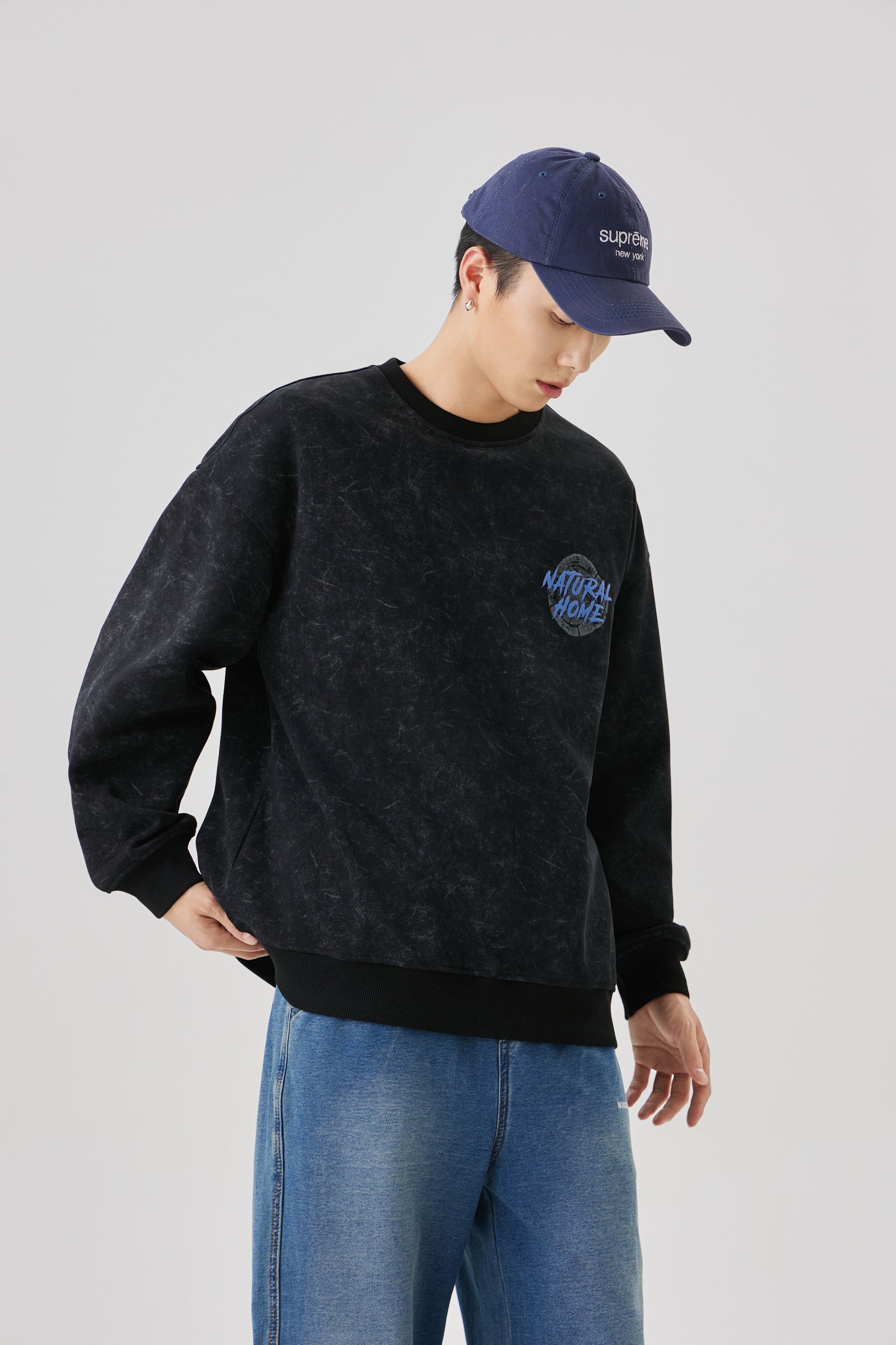Natural Home Acid Washed Jet Black Sweatshirt