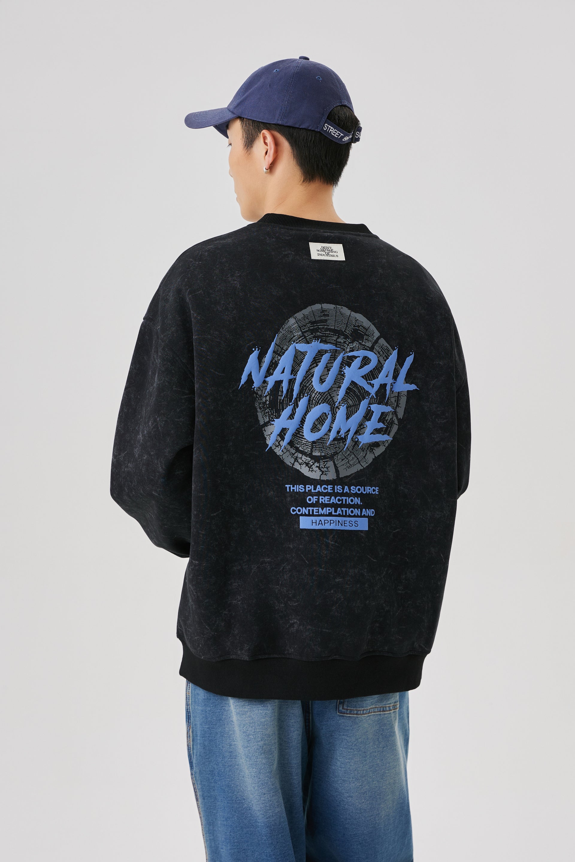 Natural Home Acid Washed Jet Black Sweatshirt