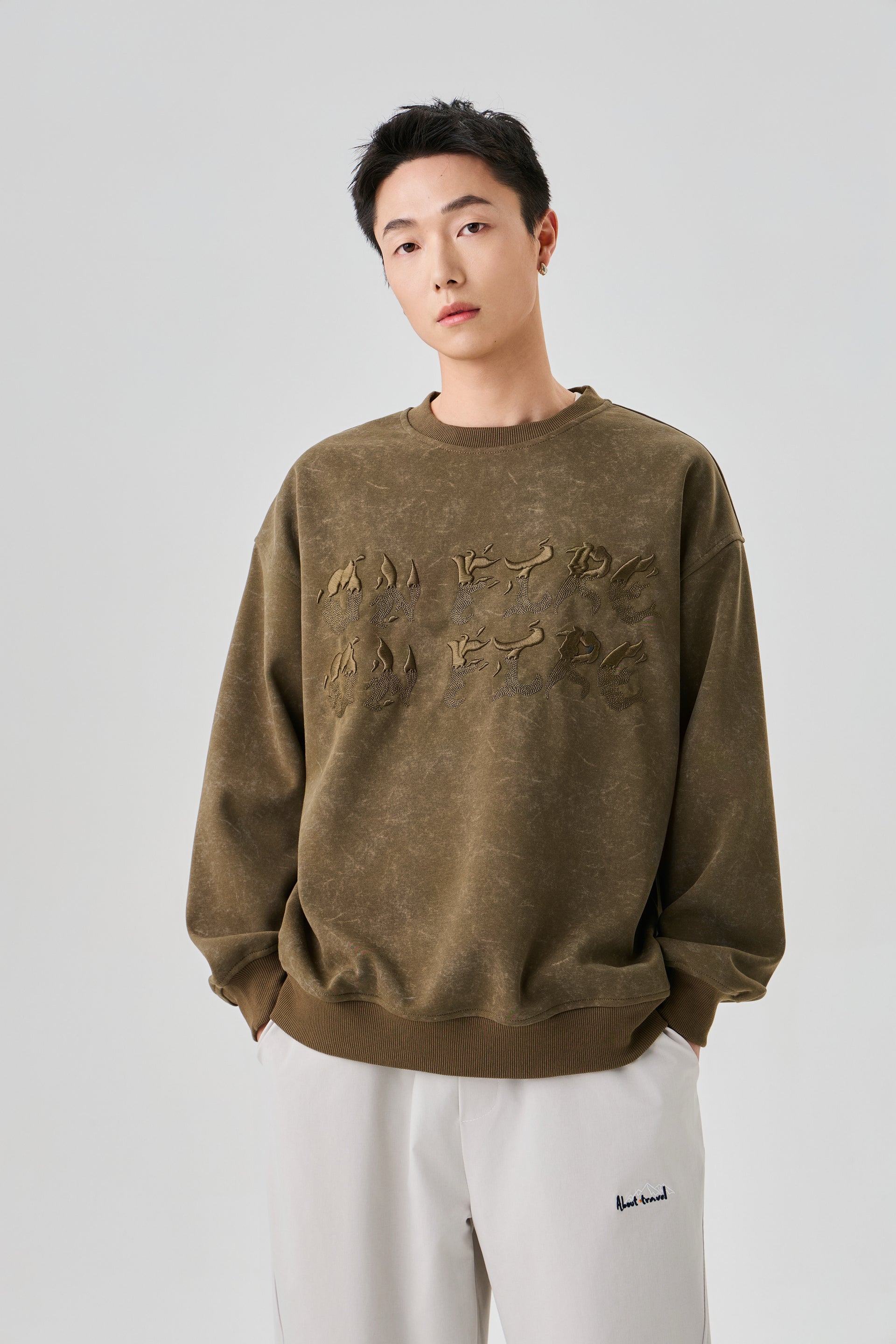 On Fire Mustard Olive Sweatshirt