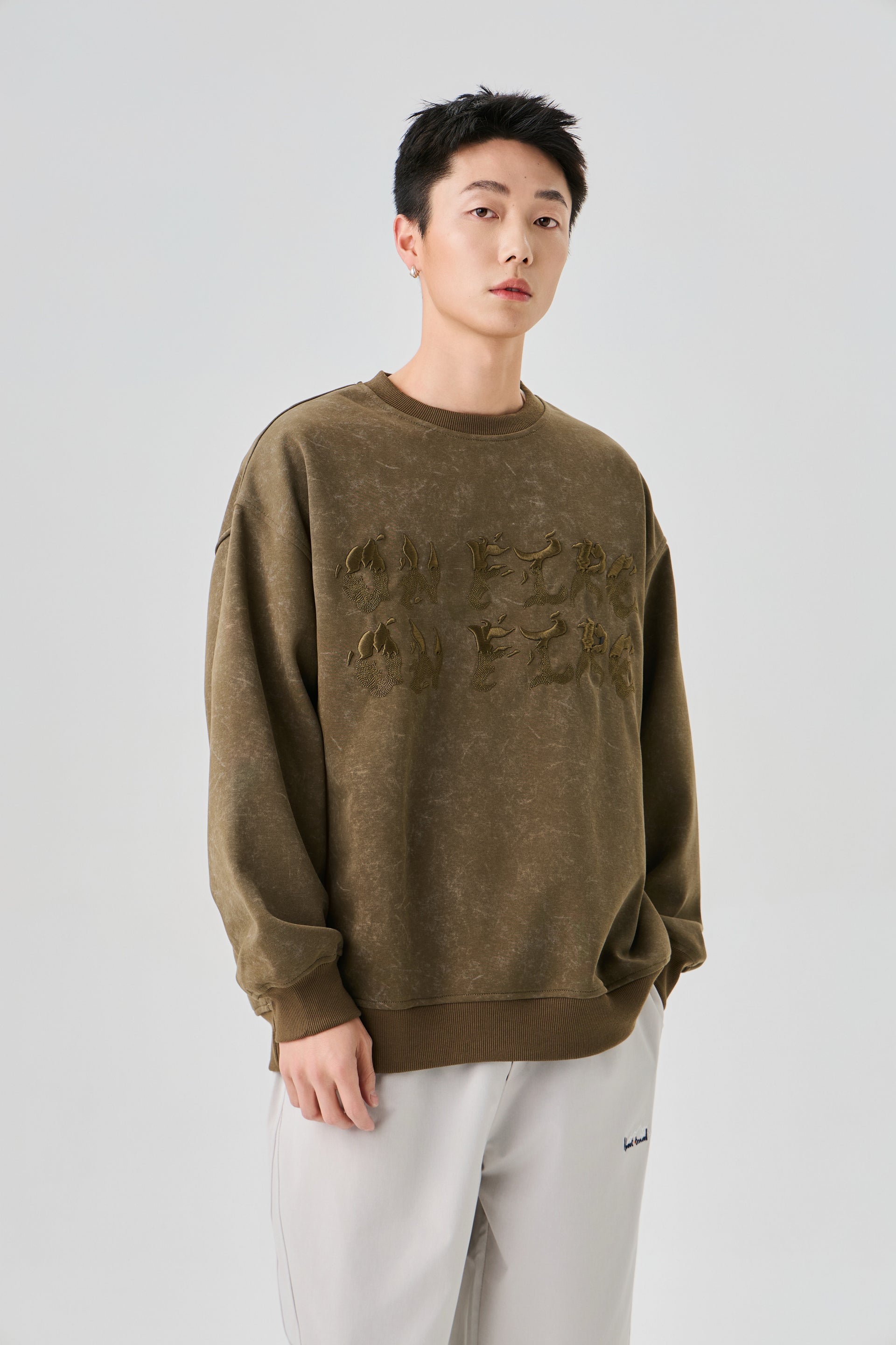 On Fire Mustard Olive Sweatshirt