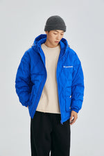 Electric Blue Quilted Puffer Jacket Front view | Weezy