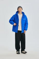 Electric Blue Quilted Puffer Jacket Model view | Weezy