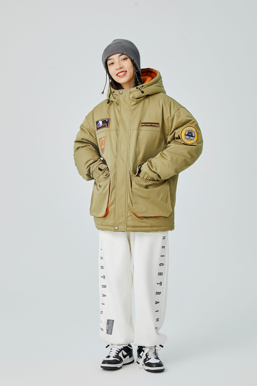 Beige Patch Utility Jacket Detail view | Weezy