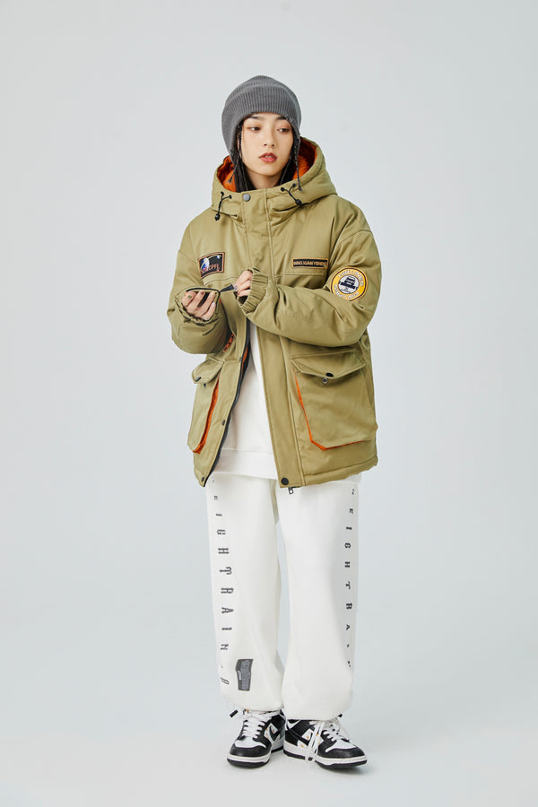 Beige Patch Utility Jacket Front view | Weezy