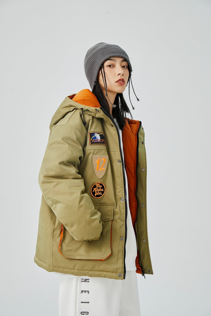 Beige Patch Utility Jacket Back view | Weezy