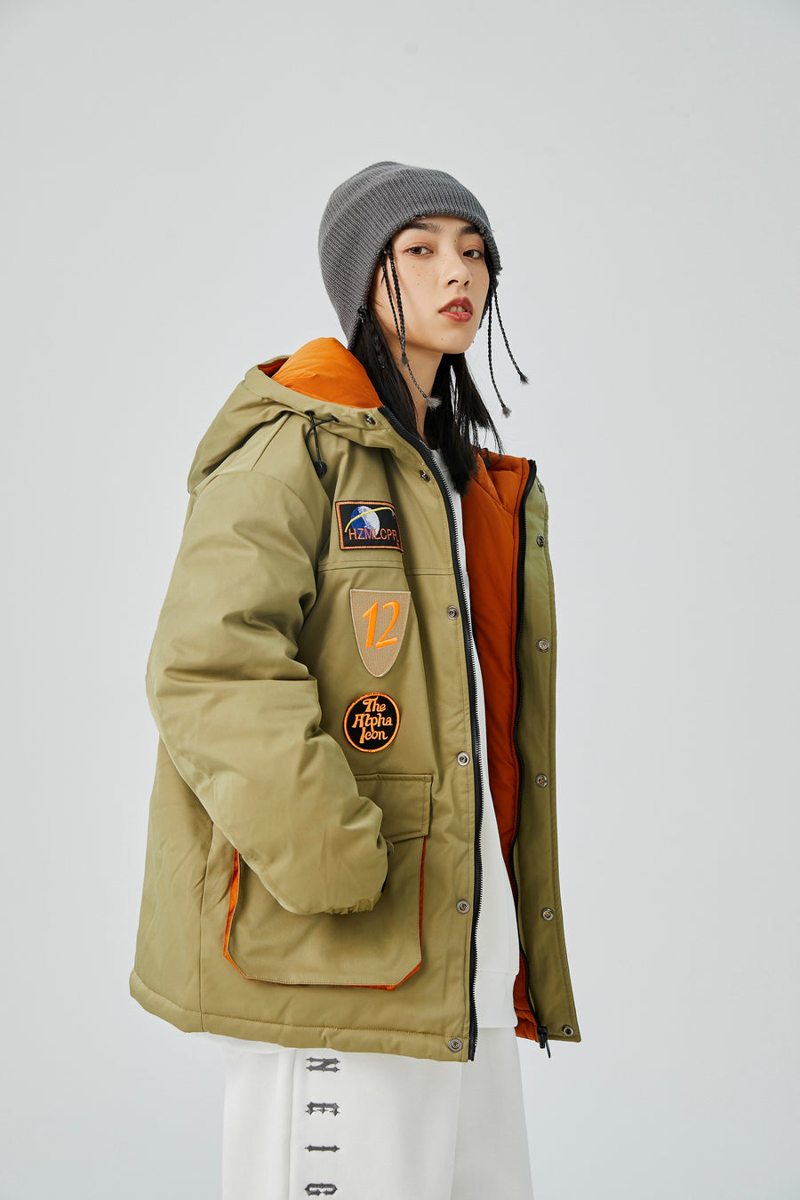 Beige Patch Utility Jacket Back view | Weezy