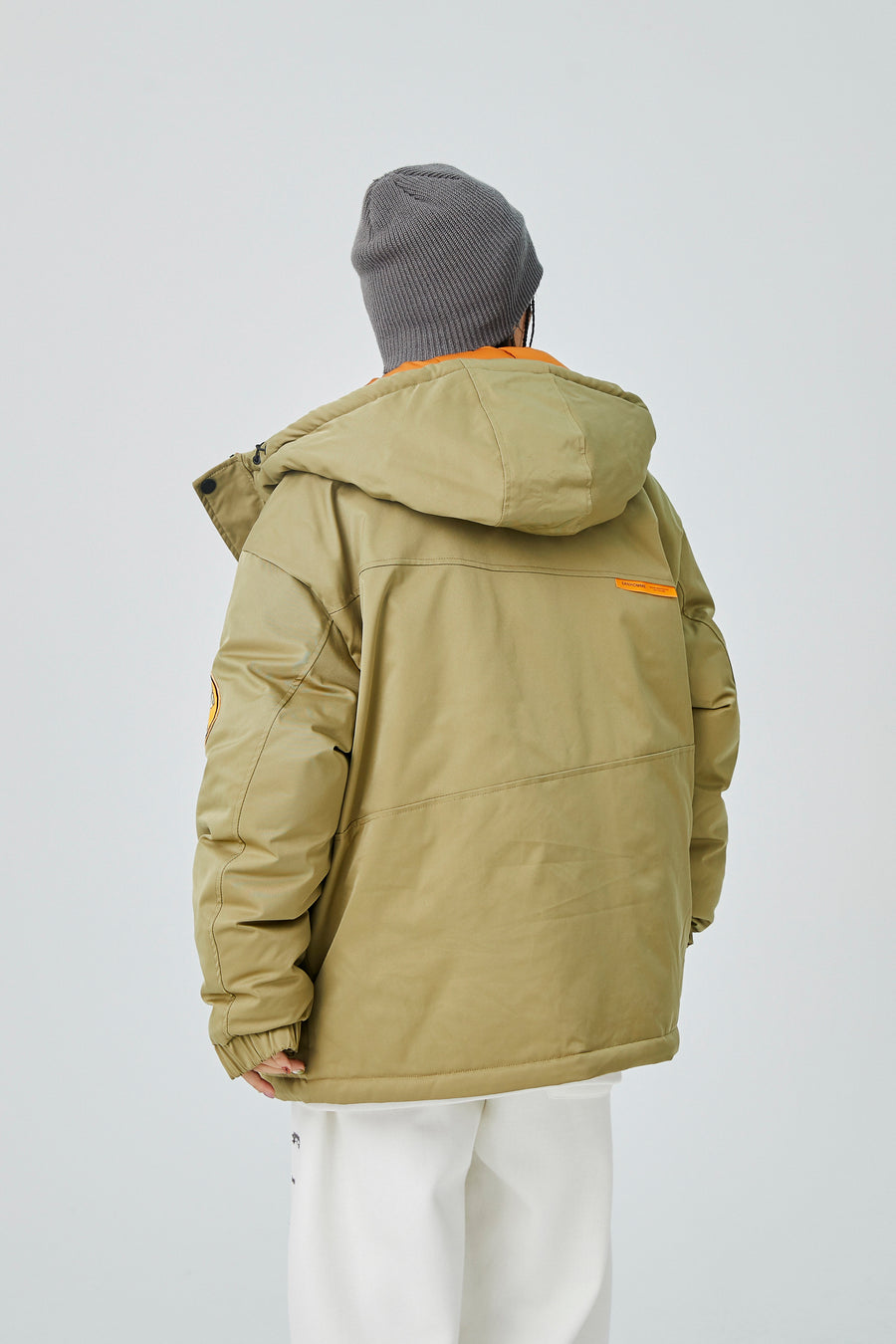 Beige Patch Utility Jacket Model view | Weezy
