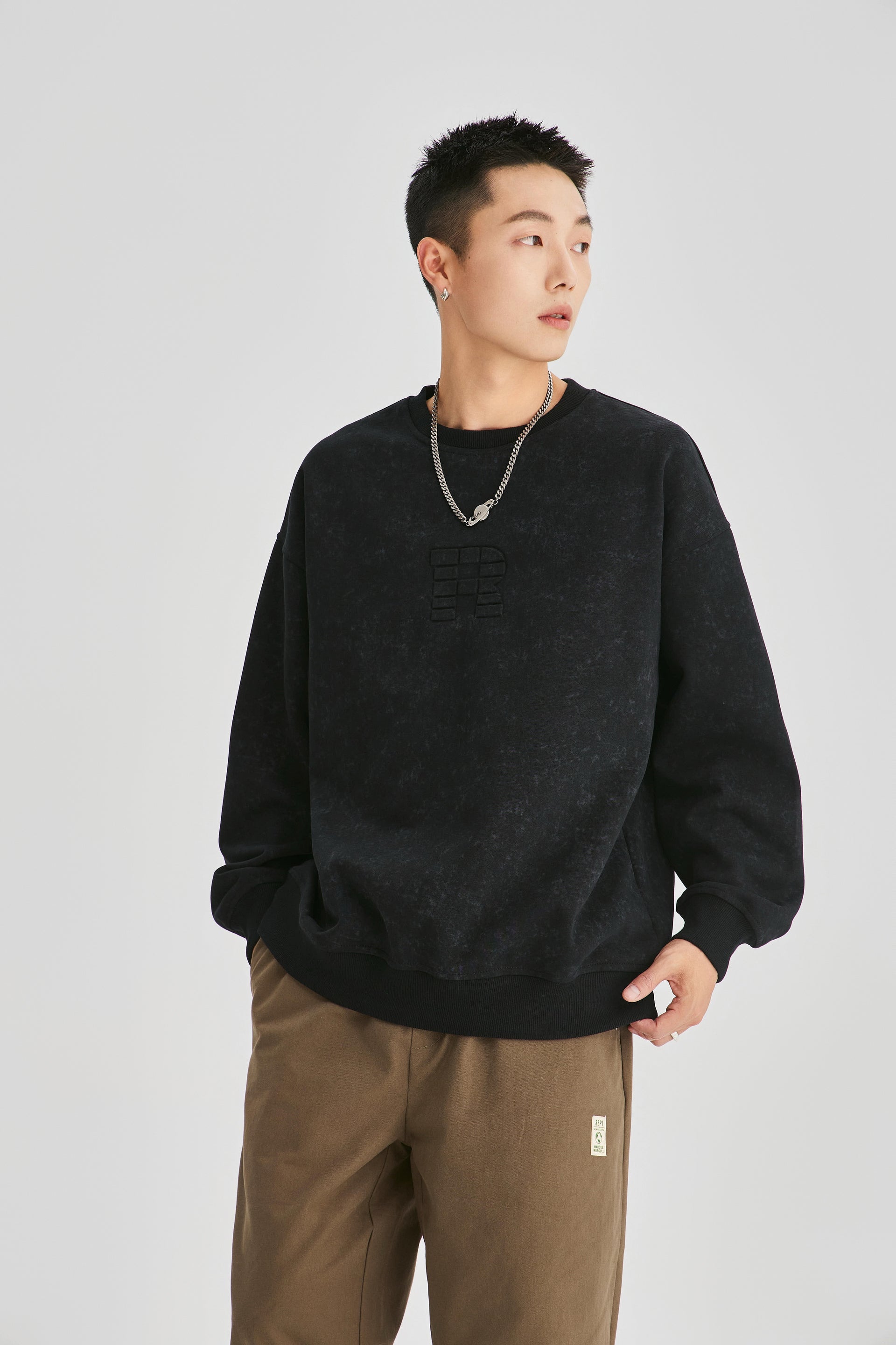 Stone Washed Jetblack Sweatshirt