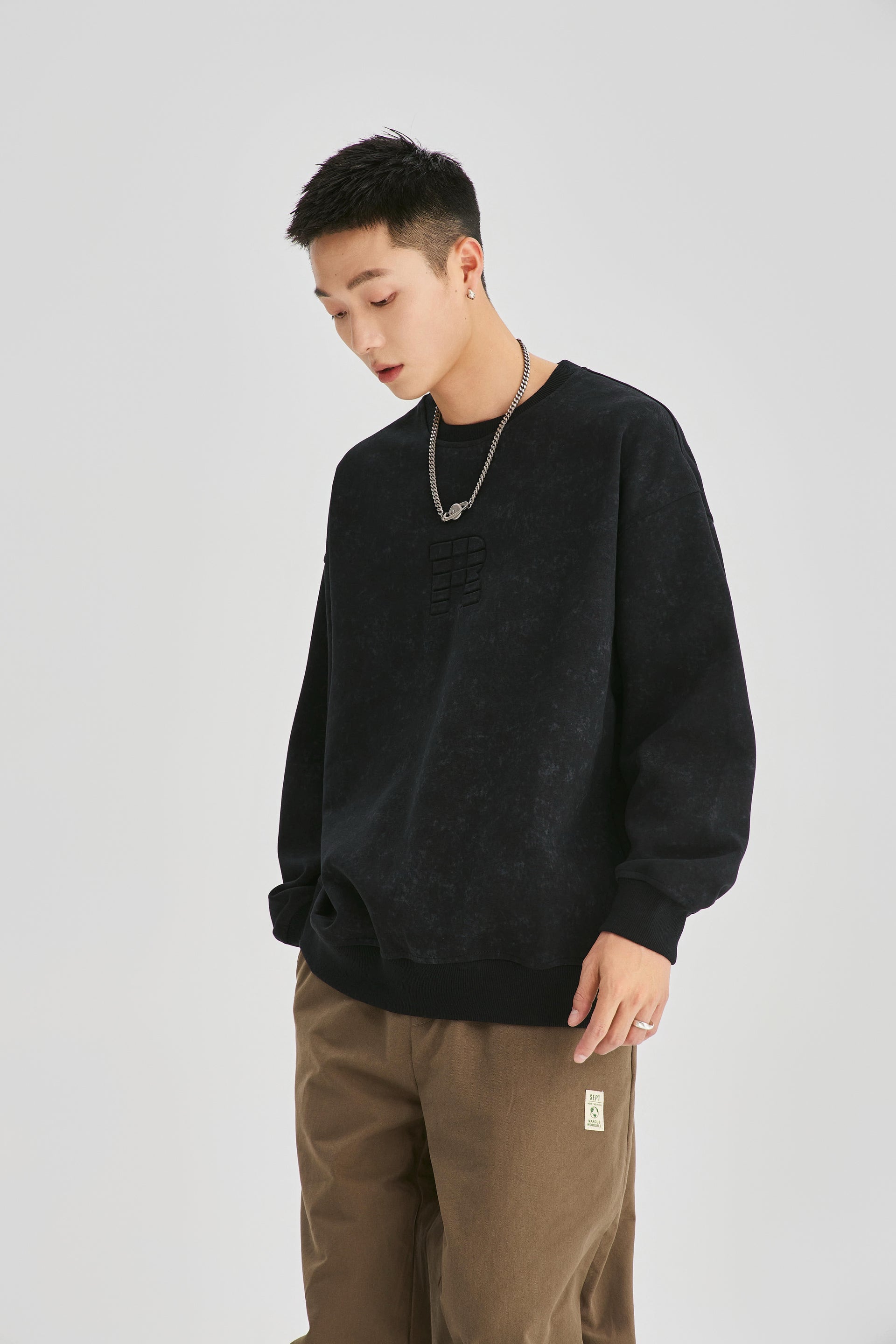 Stone Washed Jetblack Sweatshirt