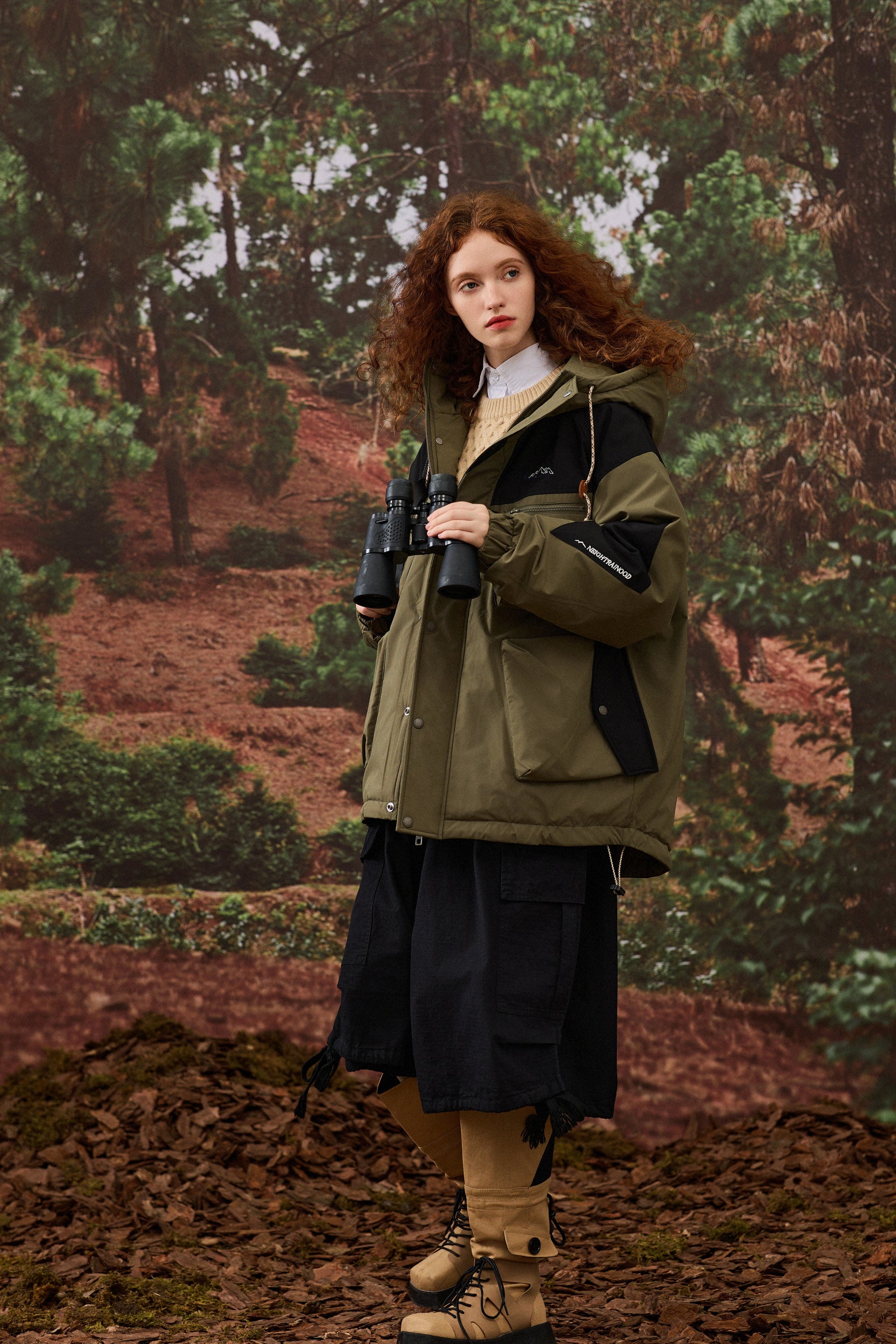 Alpine Olive Block Parka Jacket