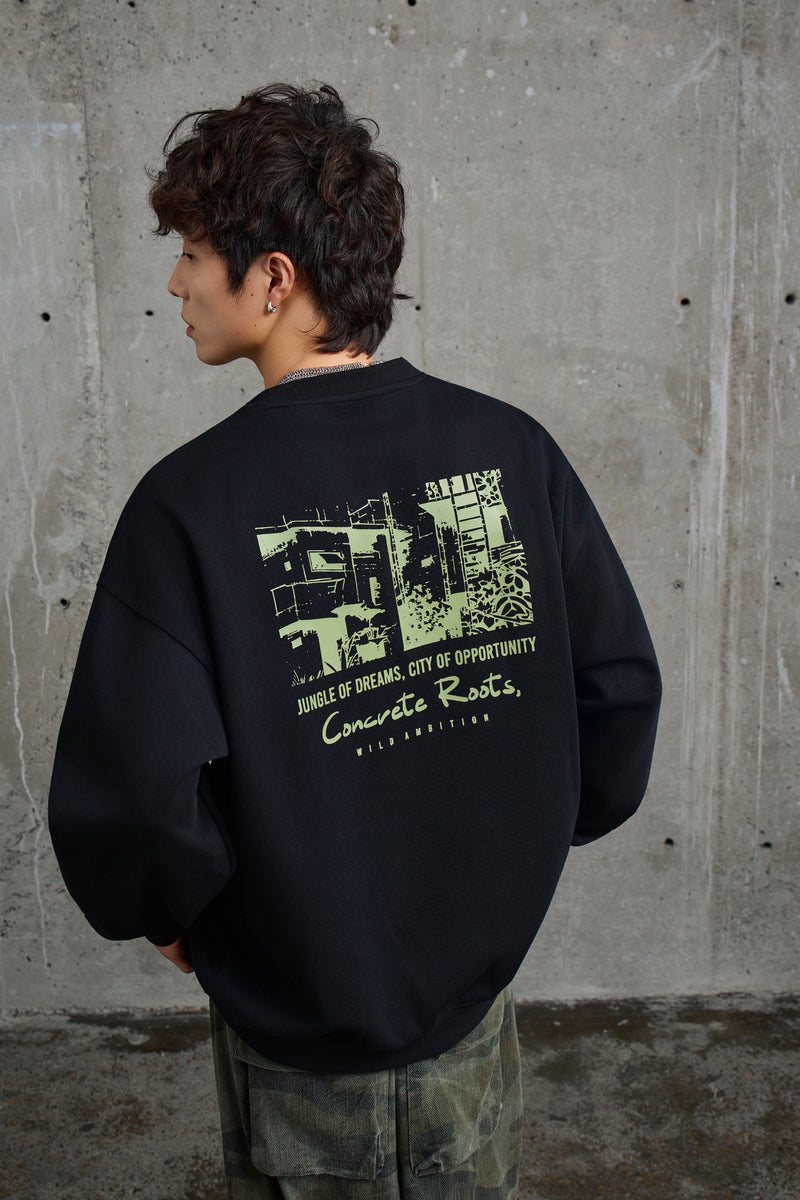 Concrete Roots Jet Black Sweatshirt Back view | Weezy