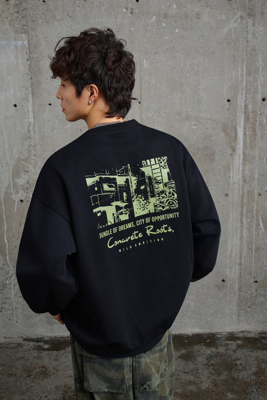 Concrete Roots Jet Black Sweatshirt Back view | Weezy